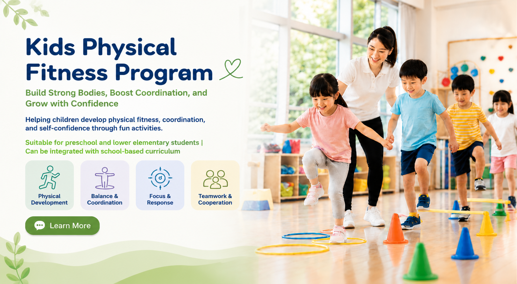Improving children’s physical fitness, coordination, and confidence through fun movement activities.